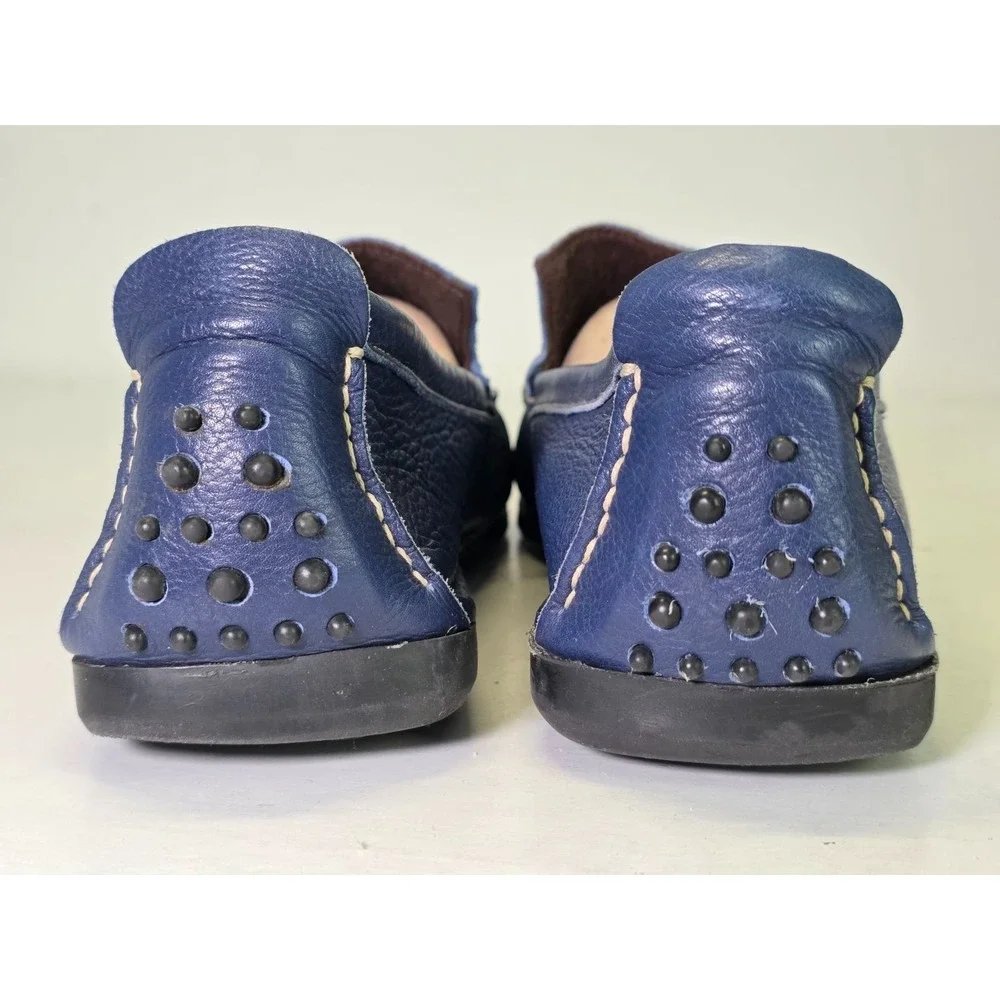 Tsonga Men's Loafers Size 10 Blue Leather‎ Slip On Driving Boat Classic Shoes